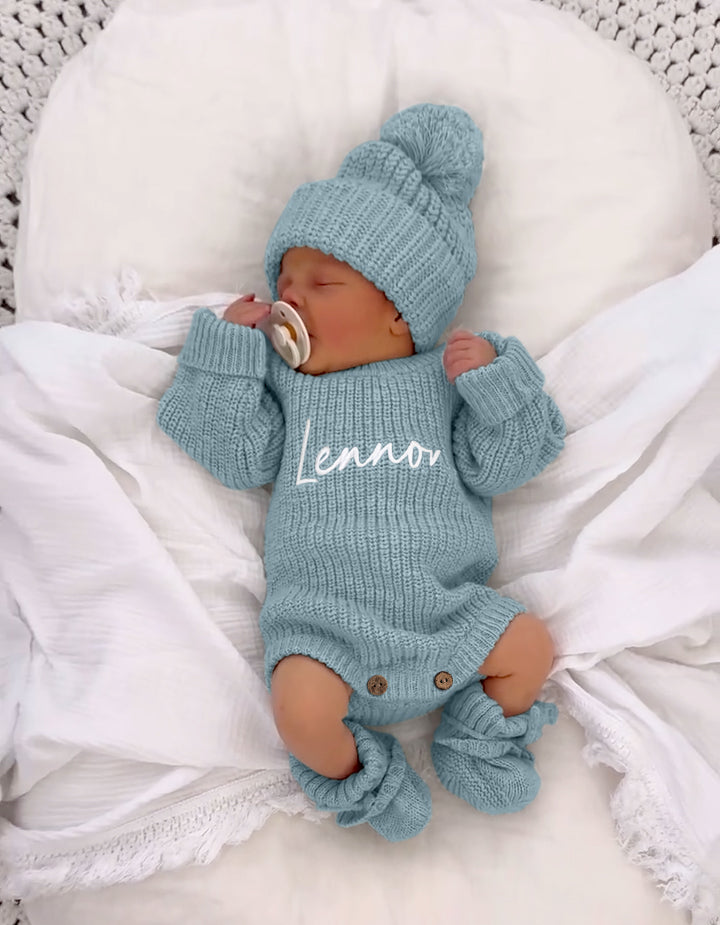 Chunky knit custom name romper – KnittyBaby