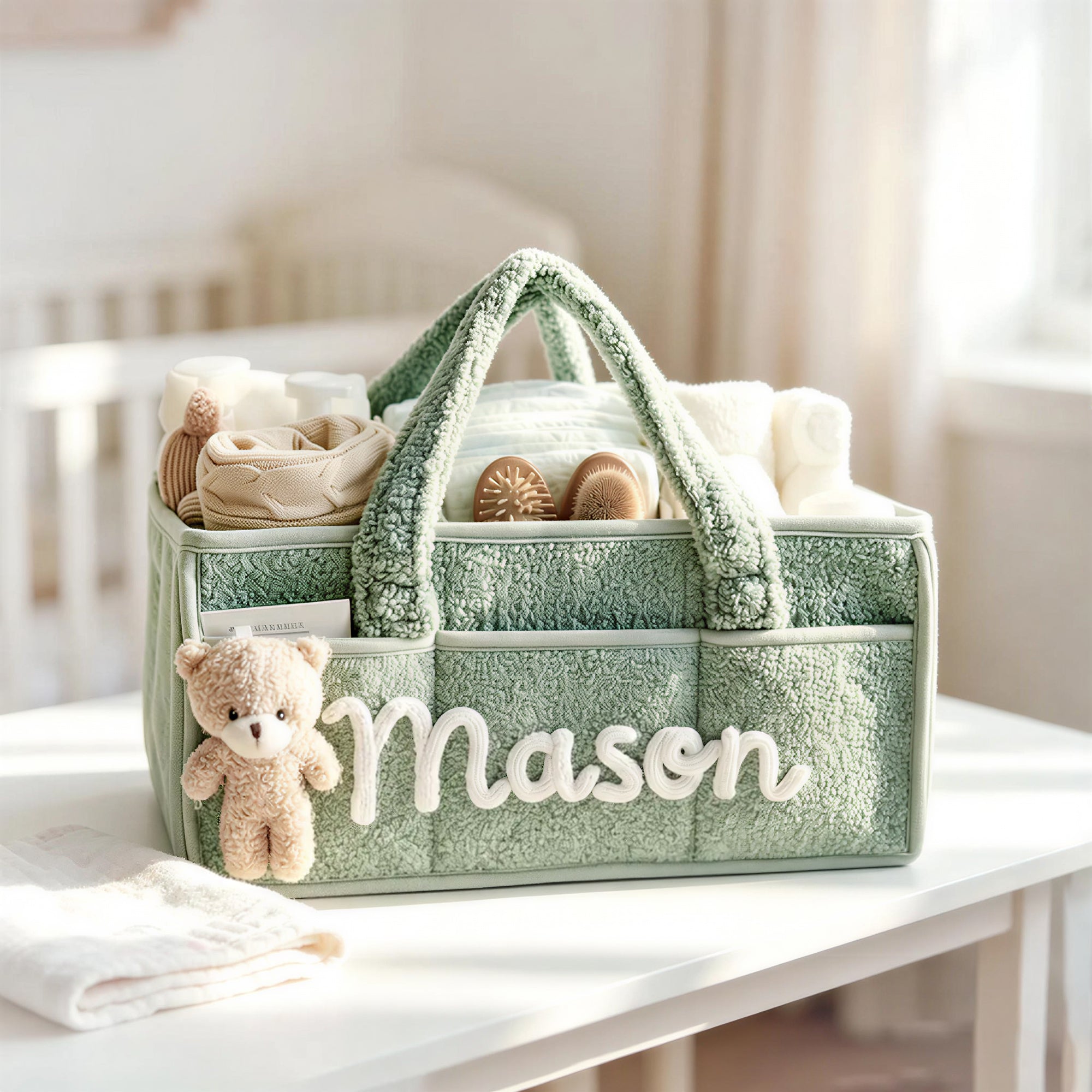 Personalized Plush Baby Organizer Basket