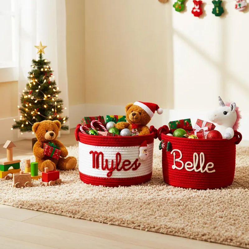 Personalized Christmas Basket Custom Holiday Decor Gift