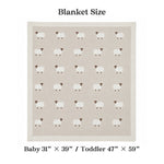 Knit Sheep Baby Blanket, 100% Cotton Nursery Blanket, Soft Newborn Swaddle Gift