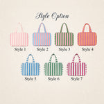 Personalized Striped Makeup Bag | Embroidered Bridesmaid Pouch | Hanging Travel Toiletry Organizer