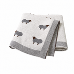 Knit Sheep Baby Blanket, 100% Cotton Nursery Blanket, Soft Newborn Swaddle Gift