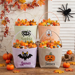 Name Embroidered Halloween Candy Basket | Personalized Trick or Treat Bucket