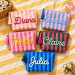Personalized Makeup Bag | Custom Chenille Name Cosmetic Pouch | Bridesmaid Gift & Travel Toiletry Bag