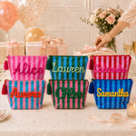 Personalized Makeup Bag | Custom Chenille Name Cosmetic Pouch | Bridesmaid Gift & Travel Toiletry Bag