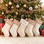 Personalized Neutral Cable Knit Christmas Stocking