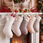 Personalized Neutral Christmas Stocking – Embroidered Name