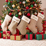 Personalized Neutral Cable Knit Christmas Stocking