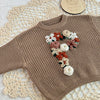 Hand embroidered kids letter sweater