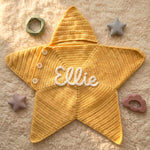 Personalized Crochet Baby Star Suit – Hooded Newborn Outfit with Name