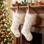 Personalized Gold & Silver Snowflake Christmas Stocking – Embroidered Name