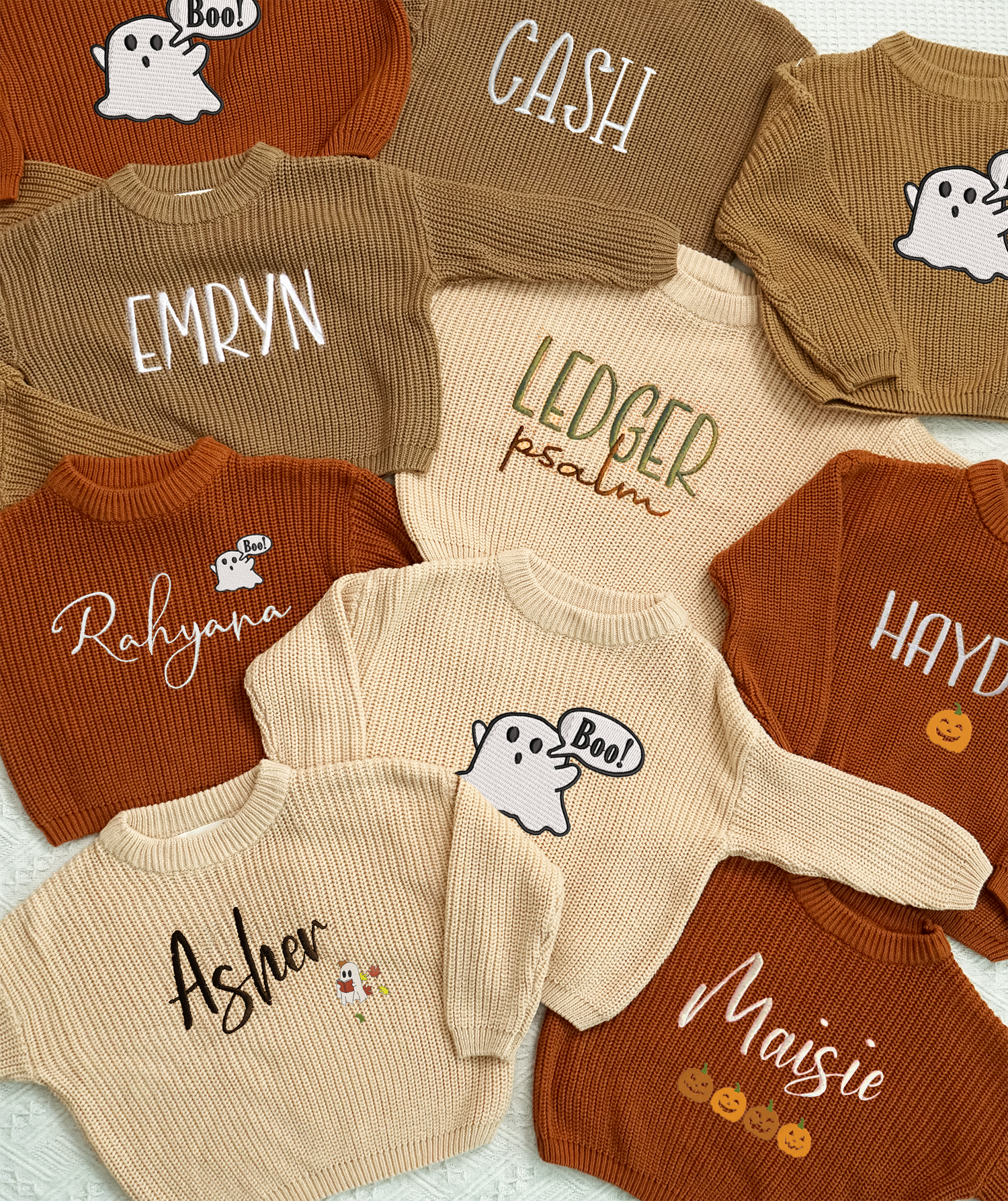 Halloween Embroidered kids name sweater