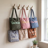 Personalized Mom Tote Bag – Custom Name Corduroy Diaper Bag, Stylish Mommy Bag, Baby Shower Gift