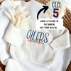 Custom Edmonton Hockey Baby Sweater, Toddler Romper Sports Outfit, Child Hockey Sweater, Football Baseball Soccer Golf Sports Team Baby Gift