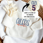 Custom Edmonton Hockey Baby Sweater, Toddler Romper Sports Outfit, Child Hockey Sweater, Football Baseball Soccer Golf Sports Team Baby Gift