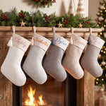 Personalized Neutral Christmas Stocking – Embroidered Name