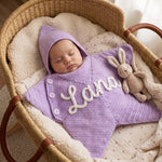 Personalized Crochet Baby Star Suit – Hooded Newborn Outfit with Name