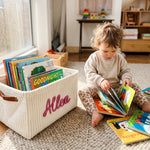 Personalized Diaper Caddy Organizer | Corduroy Baby Basket with 3D Yarn Name | Baby Shower Gift