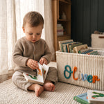 Personalized Diaper Caddy Organizer | Corduroy Baby Basket with 3D Yarn Name | Baby Shower Gift
