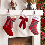Personalized Plaid Christmas Stocking – Embroidered Name