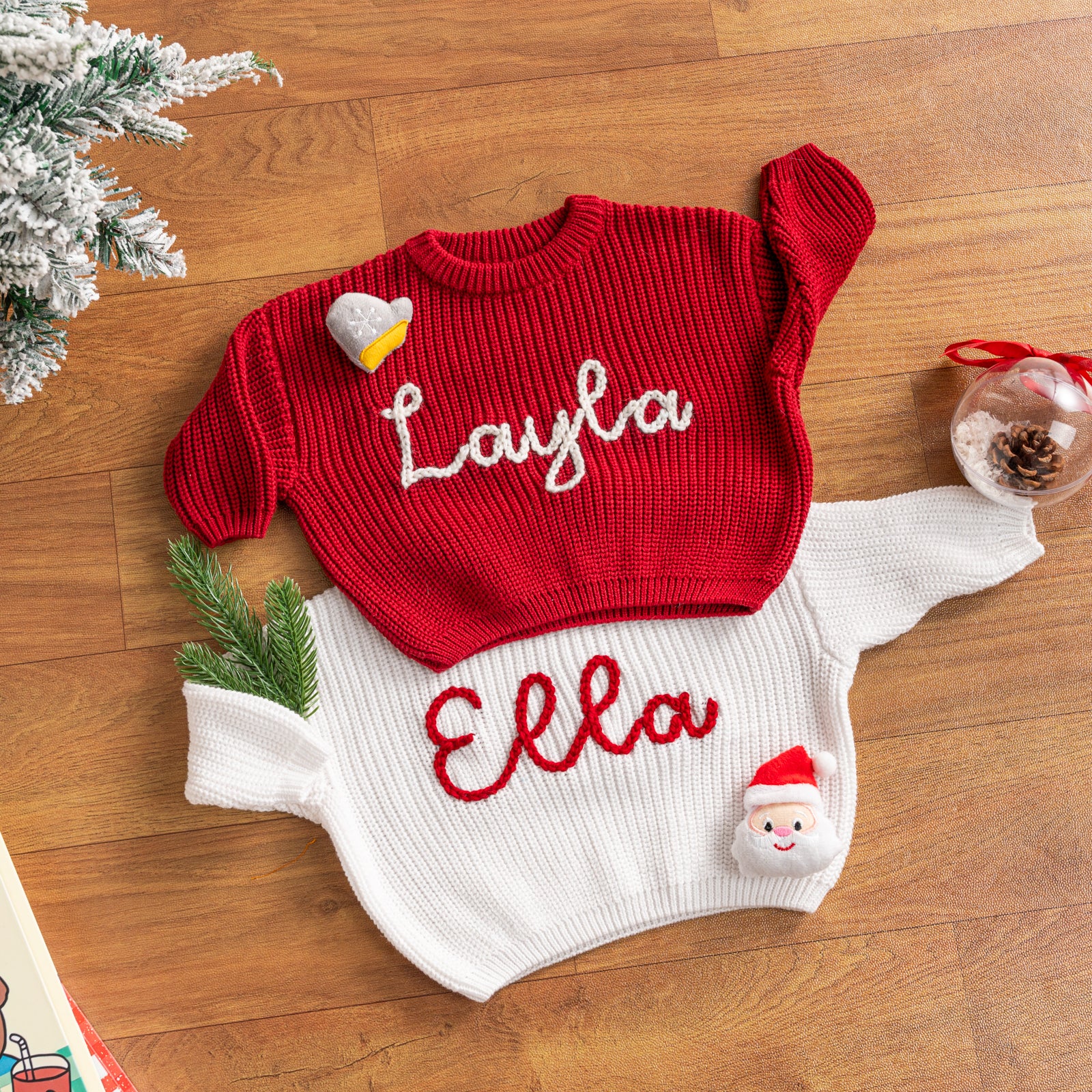 Xmas embroidered kids name sweater