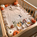 Hand-Embroidered Halloween Name Blanket