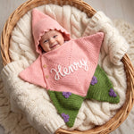 Personalized Crochet Baby Star Suit – Hooded Newborn Outfit with Name