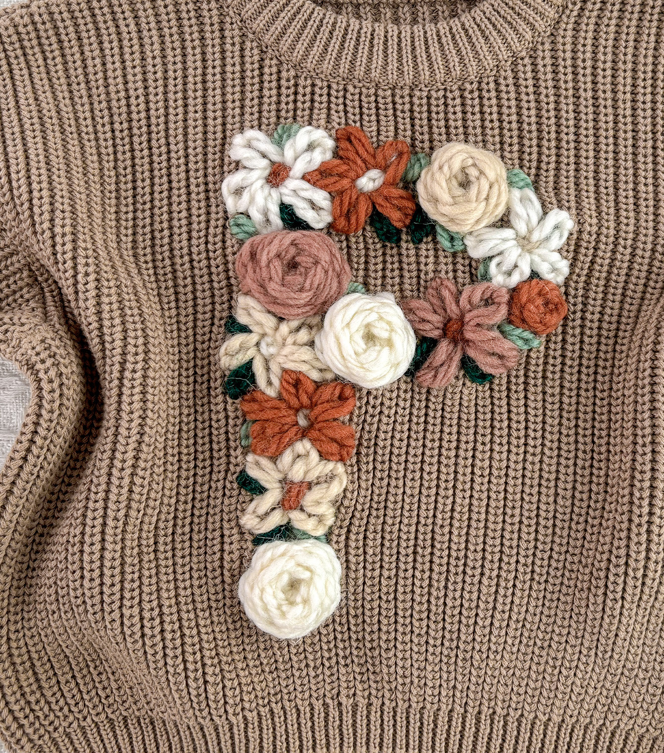Hand embroidered kids letter sweater