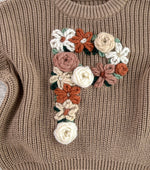 Floral Personalized Baby Sweater – Hand Embroidered Name Knit Sweater, Custom Toddler Outfit, Baby Girl Gift