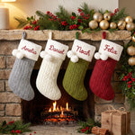 Personalized Pom-Pom Cable Knit Christmas Stocking