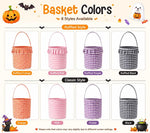Personalized Halloween Gingham Basket | Hand-Knit Name Trick-or-Treat Bucket