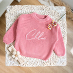 Personalized Baby Name Sweater – Custom Embroidered Knit Sweater, Toddler Outfit, Baby Gift