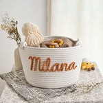Personalized Baby Gift Basket – Custom Name Cotton Rope Storage Bin, Nursery Organizer, Baby Shower Gift