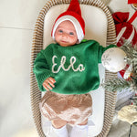 Personalized Baby Name Sweater – Hand Embroidered Knit Outfit, Newborn Gift, Baby Shower Gift