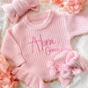 She’s here baby knit frill leg romper
