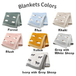 Knit Sheep Baby Blanket, 100% Cotton Nursery Blanket, Soft Newborn Swaddle Gift