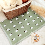 Knit Sheep Baby Blanket, 100% Cotton Nursery Blanket, Soft Newborn Swaddle Gift