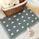 Knit Sheep Baby Blanket, 100% Cotton Nursery Blanket, Soft Newborn Swaddle Gift