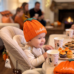 Personalized Pumpkin Baby Beanie | Embroidered Name Fall Knit Hat