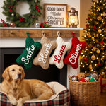 Personalized Cable Knit Bone-Shaped Pet Christmas Stocking