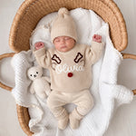 Hand Embroidered Reindeer Name Sweater – Personalized Christmas Keepsake