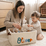 Personalized Diaper Caddy Organizer | Corduroy Baby Basket with 3D Yarn Name | Baby Shower Gift
