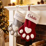 Personalized Paw Christmas Stocking – Embroidered Name