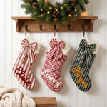 Personalized Bow Christmas Stocking – Embroidered Name
