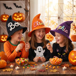 Personalized Halloween Witch Hat | Hand-Knit Name Kids Witch Hat