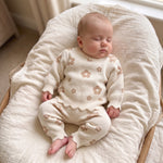 Floral Knit Baby Outfit Set – Scalloped Sweater & Pants