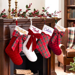 Personalized Plaid Christmas Stocking – Embroidered Name
