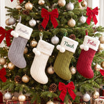 Personalized Pom-Pom Cable Knit Christmas Stocking