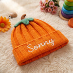 Personalized Pumpkin Baby Beanie | Embroidered Name Fall Knit Hat