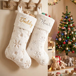 Personalized Gold & Silver Snowflake Christmas Stocking – Embroidered Name
